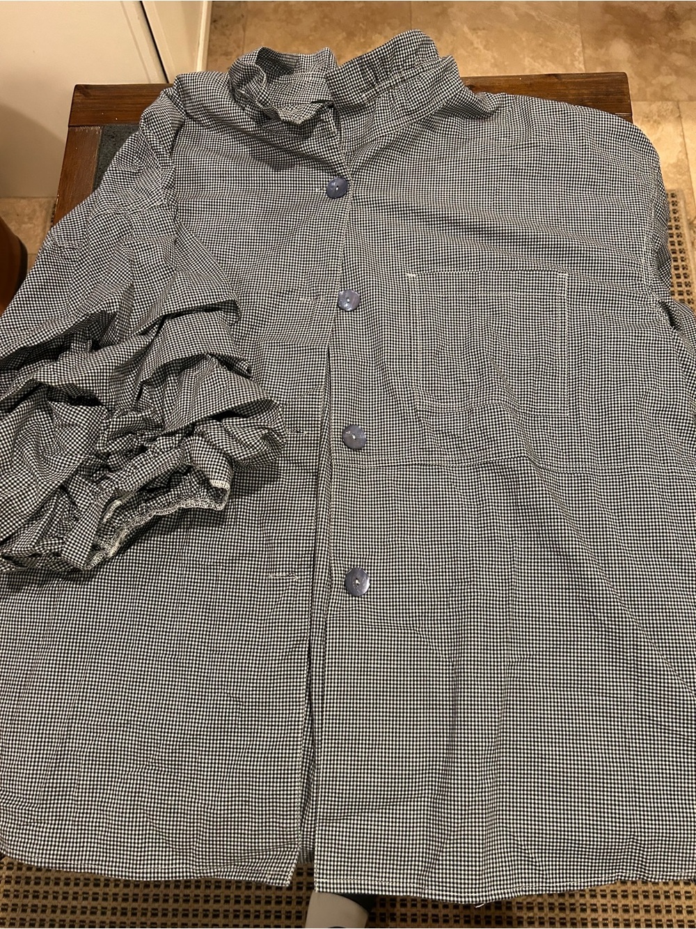 Blue & White Gingham Button-Up Blouse - Nordstroms